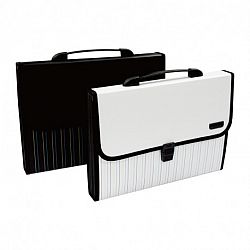 servieta-plastic-cu-maner-deli-7-compartimente-alb-negru