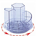 suport-plastic-pentru-accesorii-de-birou-rotativ-7-compartimente-kejea-transparent