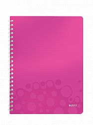 caiet-de-birou-cu-spira-a4-wow-leitz-dictando-80-coli-roz