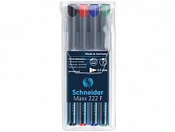 permanent-marker-schneider-222f-vf-0-7-mm-4-buc-set-albastru-negru-rosu-verde